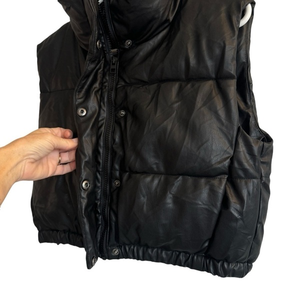 Zara Black Faux Leather Puffer Vest - Picture 6 of 9